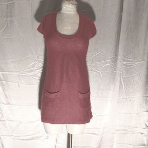 Orange Red Vintage 90s Velma Style Short Sleeve Sweater Dress Wet Seal Sz Small.